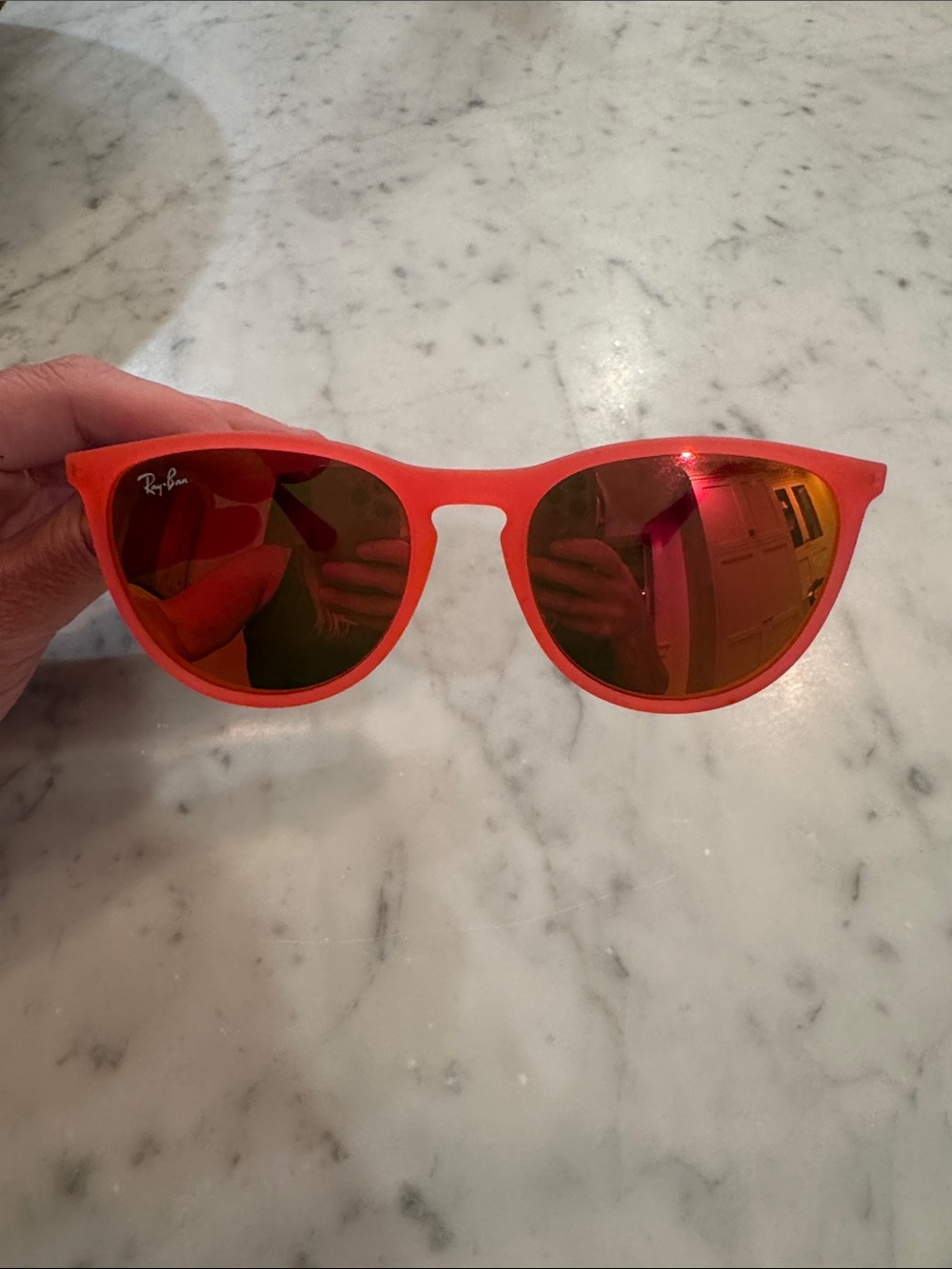 Ray-Ban coral Frame with Mirrored Lenses Sunglasses youth size
